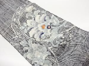 手織り真綿紬唐花模様織出し名古屋帯